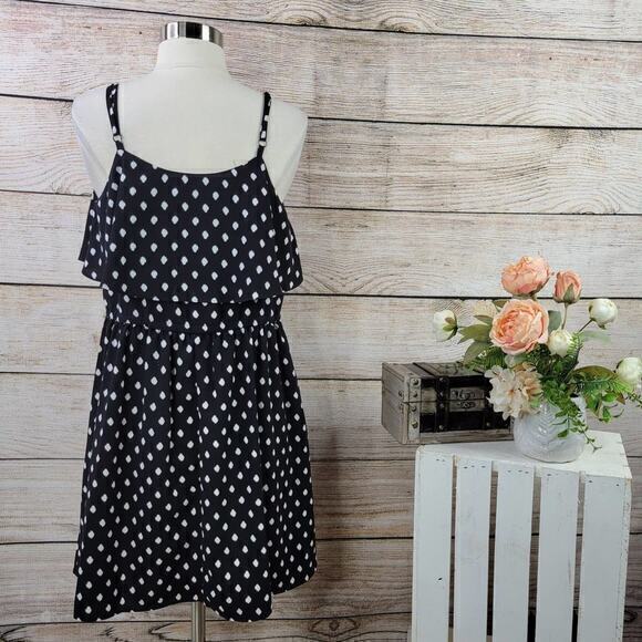 ELLE Polka Dot Spaghetti Strap‎ Dress Black White Medium - Picture 2 of 6